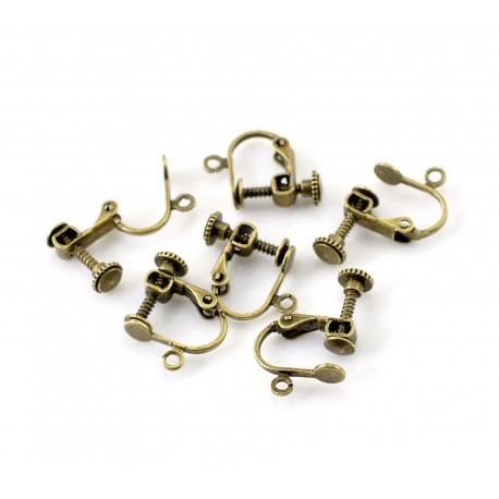 Leisure-Beads - 2x bronzefarben Ohrclips 17x14mm zum Clippen und Drehen - Schmuckzubehör