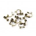 2x bronzefarben Ohrclips 17x14mm zum Clippen und Drehen - Schmuckzubehör