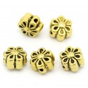 5x goldfarben Blume Metallperlen 7x7x5mm goldfarbener Spacer - Schmuckzubehör Metallperle