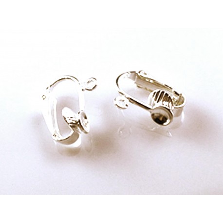 Leisure-Beads - 2x versilberte Ohrclips 12x16mm konkave Klemme hellsilberfarben - Schmuckzubehör zum Ohrclips selbermachen