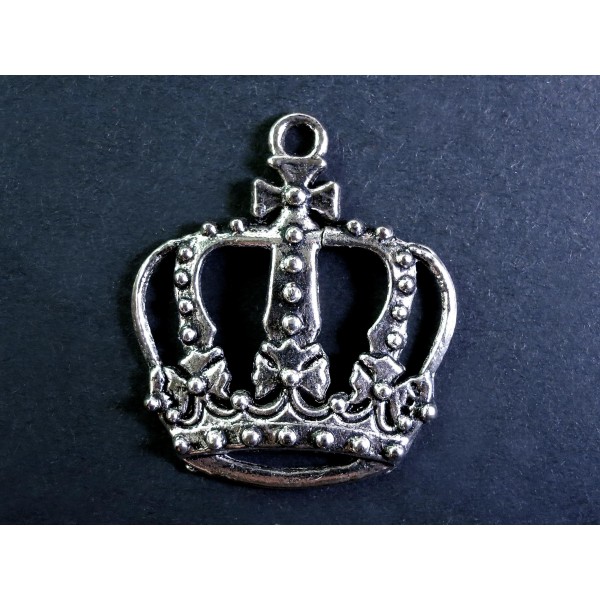 1x silberfarben Krone Anhänger 34x29mm Schmuckanhänger - Schmuckzubehör - Leisure-Beads DIY