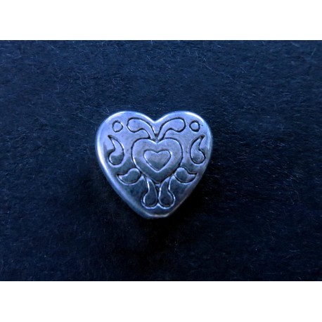Leisure-Beads - 1x Metallherz Perle 10x11mm silberfarben Spacer - Schmuckzubehör Metallperlen