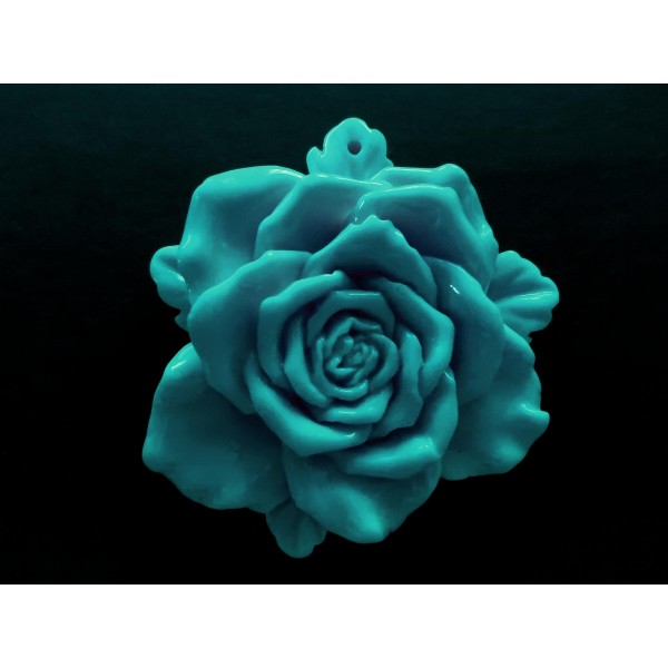 1x mintfarbene Rose Anhänger 48x15mm mintfarbener Schmuckanhänger - Schmuckzubehör - Leisure-Beads DIY