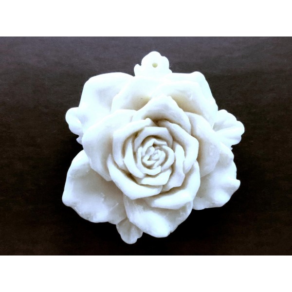 1x weisse Rose Anhänger 48x15mm Schmuckanhänger - Schmuckzubehör