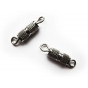 2x Drehverschluss 15x4mm silberfarben geriffelt - Schmuckzubehör Schmuckverschluss