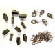 10 bronze Bandklemmen 16mm + 5 Karabiner + 20 Biegeringe als Schmuckzubehör Set für Halsbänder - bronze Schmuckzubehör Set