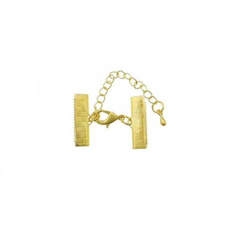 Leisure-Beads - 1x 20mm Bandklemme goldfarbener Verschluss mit Karabiner und Kette goldfarben - Schmuckzubehör