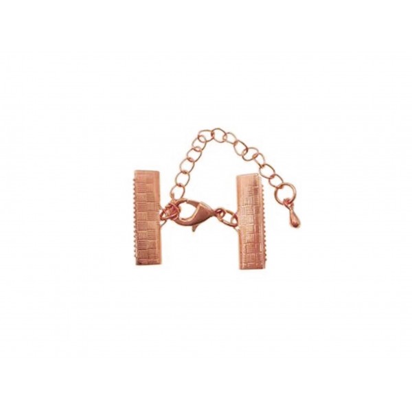 1x 20mm Bandklemmen Verschluss mit Karabiner und Kette rosegoldfarben - Schmuckzubehör - Leisure-Beads DIY