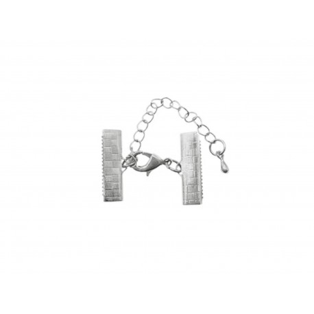 Leisure-Beads - 1x 20mm Bandklemme silberfarbener Verschluss mit Karabiner und Kette silberfarben - Schmuckzubehör