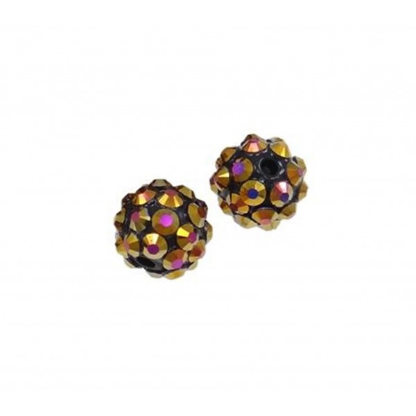 1x Topaz AB Shamballa 10x12mm Strassperle mit AB-Effekt - Schmuckzubehör Shamballa - Leisure-Beads DIY
