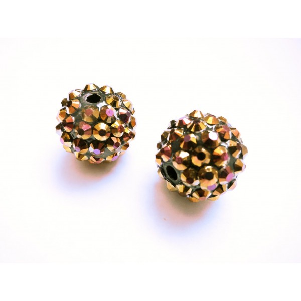 1x Topaz AB Shamballa 14x16mm Strassperle mit AB-Effekt - Schmuckzubehör Shamballa