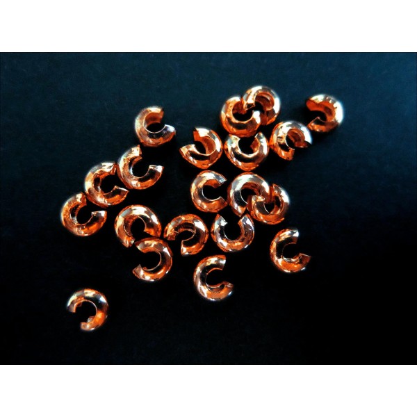 20 rosegoldfarben Kaschierperlen 2x3mm Cover Crimp - Schmuckzubehör - Leisure-Beads DIY