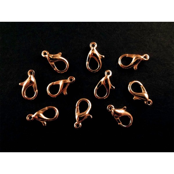10x rosegoldfarben Karabinerhaken 12mm Kettenverschluss - Schmuckzubehör