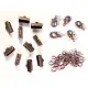 10 kupfer Bandklemmen 13mm + 5 Karabiner + 20 Biegeringe als Schmuckzubehör Set für Halsbänder - kupfer Schmuckzubehör Set - Leisure-Beads DIY