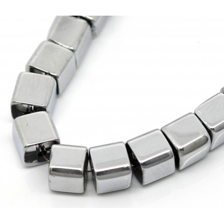 Leisure-Beads - 10x silberfarben 5x5mm Glas Würfel Perlen - Schmuckzubehör Glasperlen
