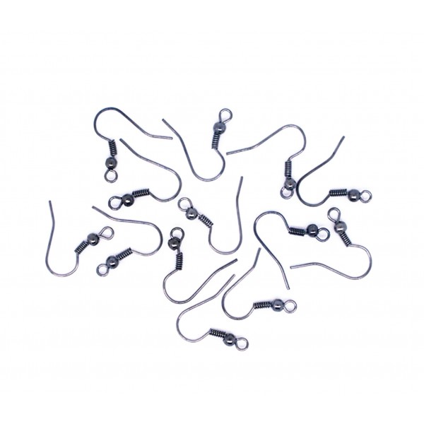 10x gunmetal Ohrfedern 19x18mm gunmetal Ohrhaken - Gunmetal Schmuckzubehör zum Ohrringe selbermachen - Leisure-Beads DIY