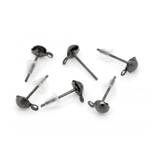 6 Stück gunmetal Ohrstecker mit Öse 14x7mm - Gunmetal Schmuckzubehör für Ohrringe