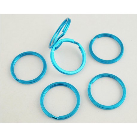 Leisure-Beads - Blauer Schlüsselring 25x2mm Ring azurfarben stabil und schlicht - Schlüsselanhänger selber machen