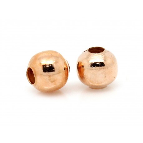 Leisure-Beads - 10x rosegoldfarben Metallperle 4mm rund Spacer - Schmuckzubehör Metallperle