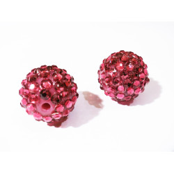 Leisure-Beads - 1x Fuchsia Shamballa 16x18mm Strassperle transluzent - Schmuckzubehör Shamballa