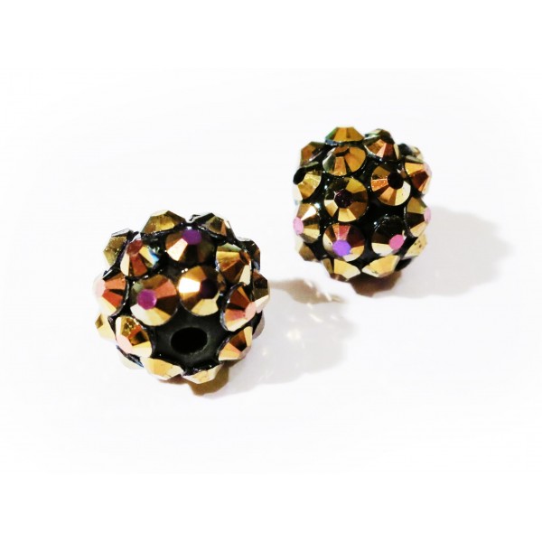 1x Topaz AB Shamballa 12x14mm Strassperle mit AB-Effekt - Schmuckzubehör Shamballa