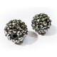1x schwarz-silberfarben Shamballa 16x18mm silberfarben Strass Perle - Schmuckzubehör Shamballa