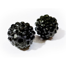 Leisure-Beads - 1x schwarze Shamballa 14x16mm schwarze Strass Perle - Schmuckzubehör Shamballa
