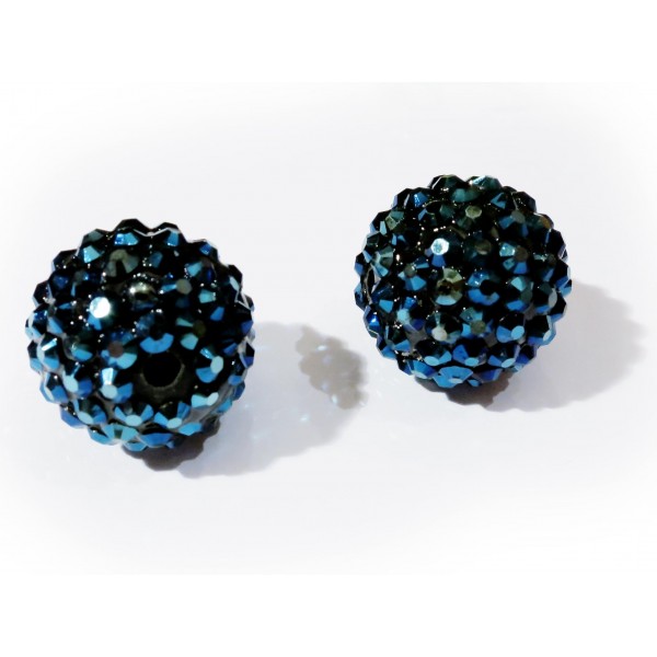 1x dunkelblaue Shamballa 18x20mm Strassperle AB-Effekt - Schmuckzubehör Shamballa - Leisure-Beads DIY