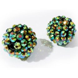 Leisure-Beads - 1x vitrailgrüne Shamballa 16x18mm Strassperle AB-Effekt - Schmuckzubehör Shamballa