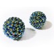 1x blaue Shamballa 18x20mm Strassperle AB-Effekt - Schmuckzubehör Shamballa