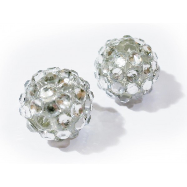 1x hellsilberfarben Shamballa 12x14mm Strassperle transparent- Schmuckzubehör Shamballa - Leisure-Beads DIY
