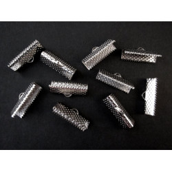 Leisure-Beads - 10x silberfarbene Bandklemme 20mm II. WAHL silberfarben - Schmuckzubehör