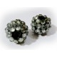 1x schwarz silber Shamballa 12x14mm Strassperle halbtransparent- Schmuckzubehör Shamballa