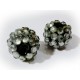 1x schwarz silberfarben Shamballa 12x14mm Strassperle halbtransparent- Schmuckzubehör Shamballa