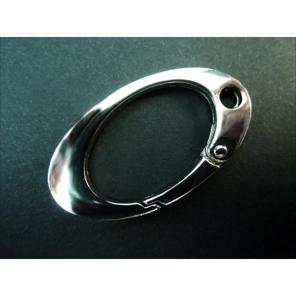1x ovaler Karabinerhaken II.WAHL Ring gross silberfarben 42x24mm - Schmuckzubehör - Leisure-Beads DIY