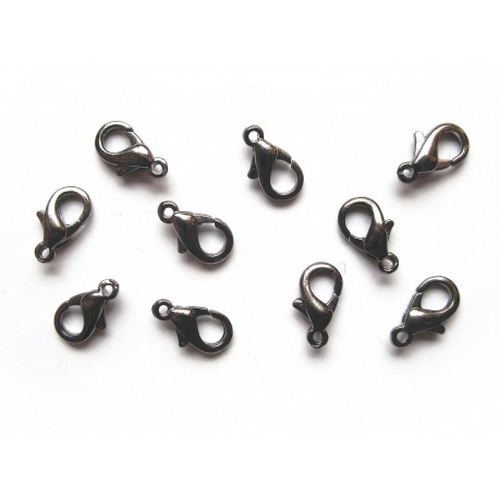 Leisure-Beads - 10x gunmetal Karabinerhaken 10mm - Schmuckzubehör