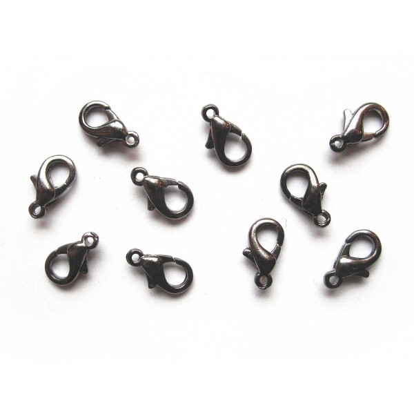 10x gunmetal Karabinerhaken 10mm - Schmuckzubehör