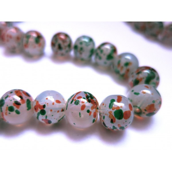 5 grün orange Opal Glasperlen 12mm bunte Glasperlen - Schmuckzubehör