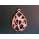 1x rose goldfarben Anhänger mit Blumen ca. 32x21mm rose goldfarben Schmuckanhänger - rose goldfarben Schmuckzubehör