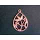 1x rose goldfarben Anhänger mit Blumen ca. 32x21mm rose goldfarben Schmuckanhänger - rose goldfarben Schmuckzubehör