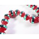 5 rote Crackle Glasperlen 8mm mit türkis Streifen Glasperlen - Schmuckzubehör