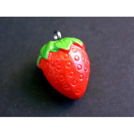Leisure-Beads - 1x rote Erdbeere als Schmuckanhänger 24x16mm Obst Schmuckanhänger - Schmuckzubehör