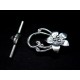 1x hellsilber Knebelverschluss Lilie Jugendstil Blume platinfarben 30x20mm Toggle - Schmuckzubehör
