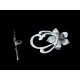 1x hellsilber Knebelverschluss Lilie Jugendstil Blume platinfarben 30x20mm Toggle - Schmuckzubehör
