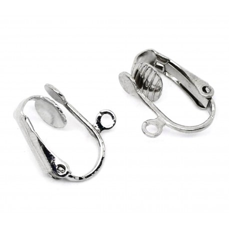 Leisure-Beads - 2x silberfarben Ohrclips 16x14mm Ohrklemme - Schmuckzubehör zum Ohrclips selbermachen