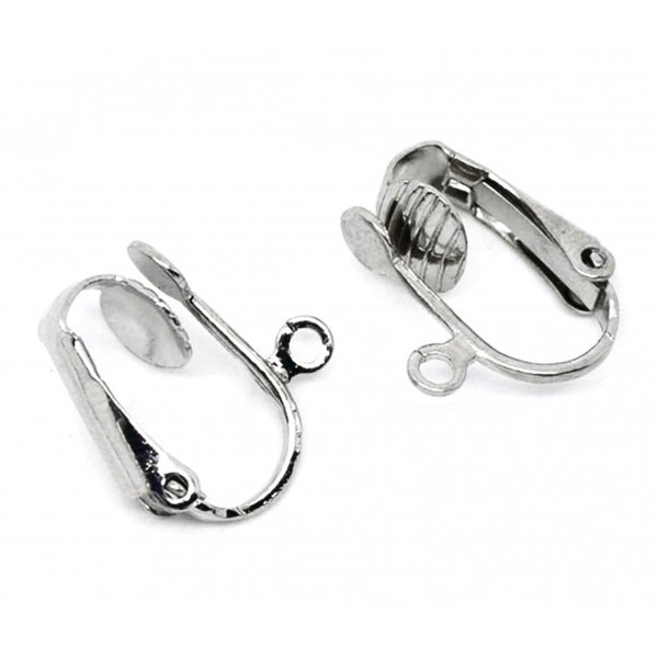 2x silberfarben Ohrclips 16x14mm Ohrklemme - Schmuckzubehör zum Ohrclips selbermachen - Leisure-Beads DIY