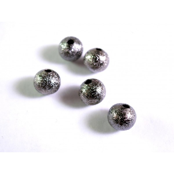 5x gunmetal Stardust 4mm angerauhte metallschwarze Metallperlen Kugel Spacer - Schmuckzubehör Metallperlen - Leisure-Beads DIY