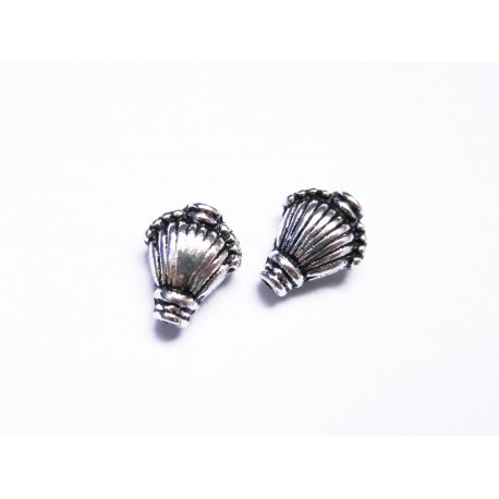 Leisure-Beads - 2x silberfarben Muschel Metallperlen 11x9x5mm silberfarbener Spacer - Schmuckzubehör Metallperle