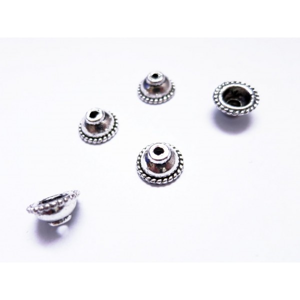 5x silberfarben Perlenkappen 10x10x5mm silberfarbene glatte Perlen Kappen - Schmuckzubehör Perlenkappe - Leisure-Beads DIY
