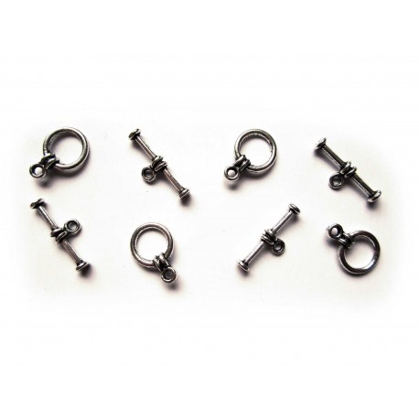 Leisure-Beads - 4x silberfarben Knebelverschluss 10mm Ring Toggle silberfarben - Schmuckubehör
